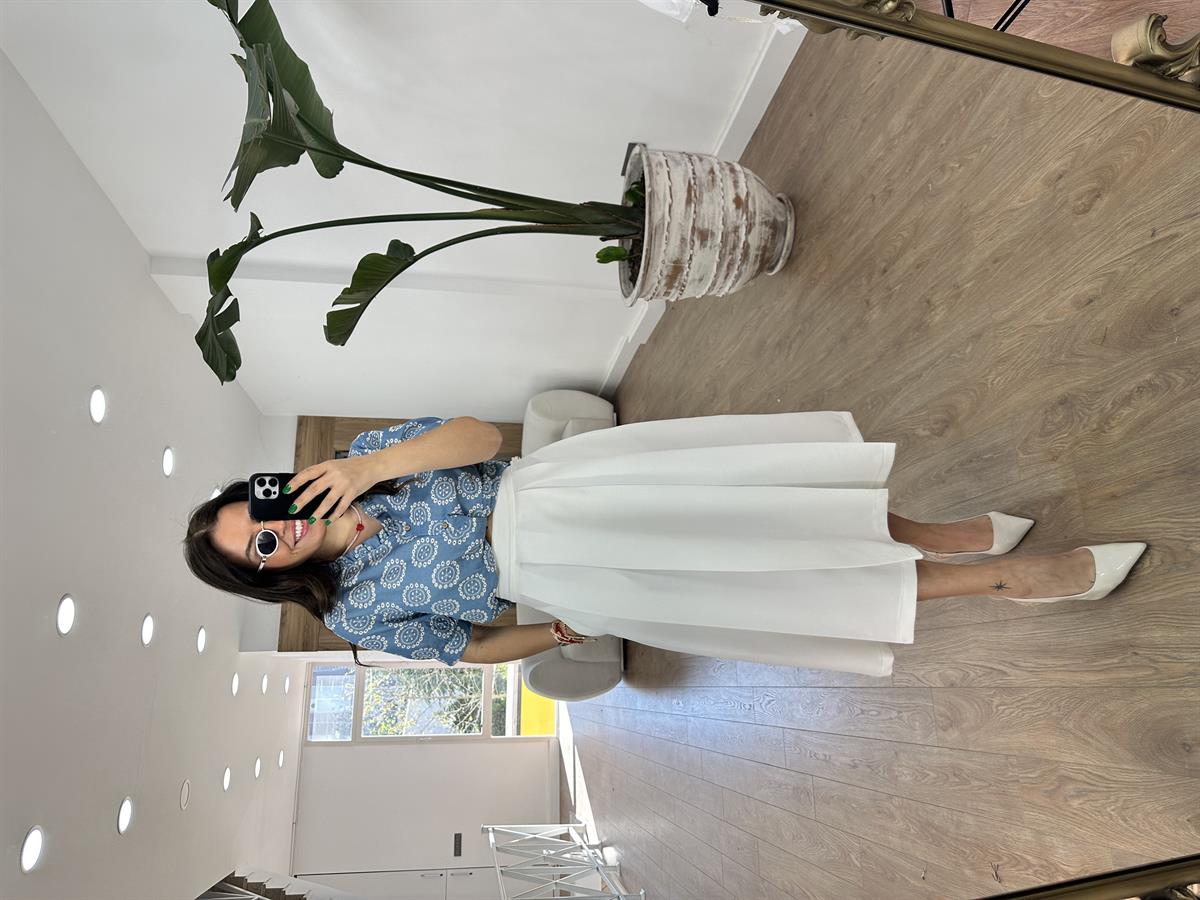 Pileli Midi Boy Cepli Kloş Etek