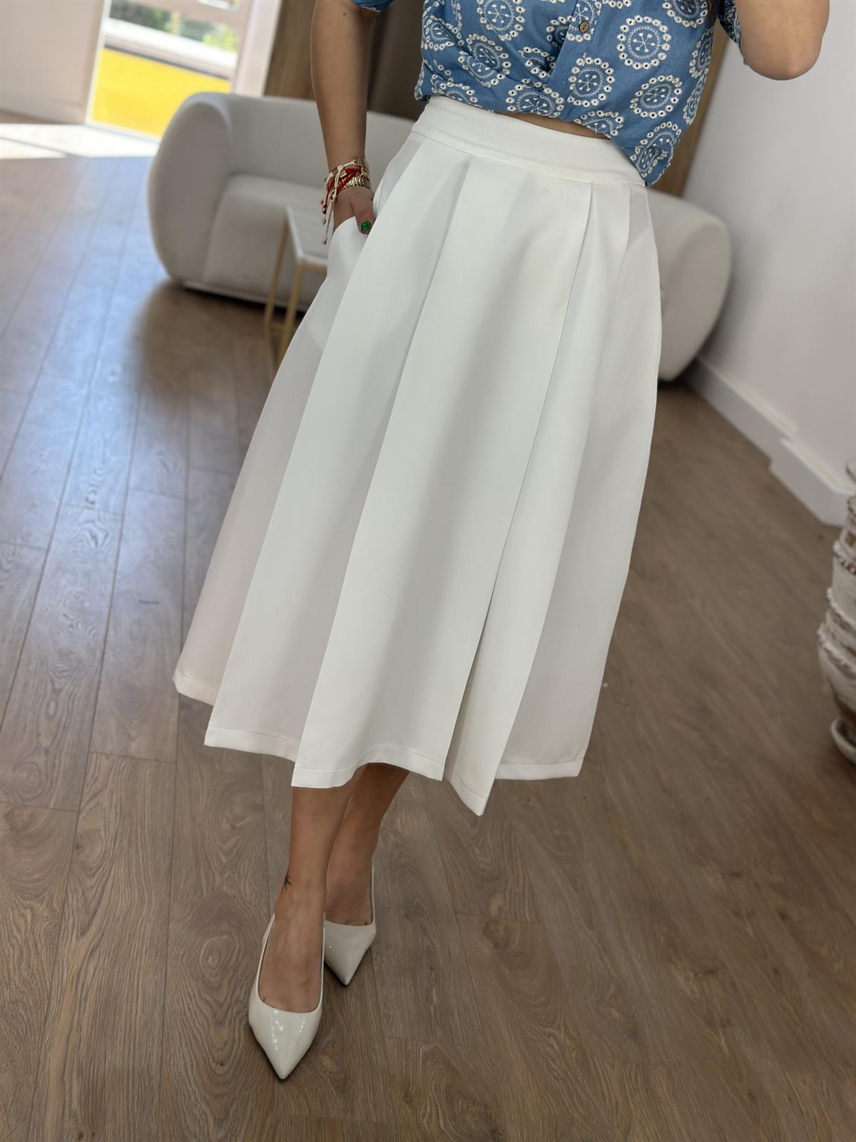 Pileli Midi Boy Cepli Kloş Etek