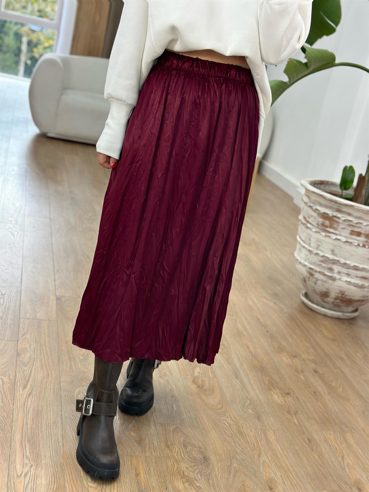 Piliseli Pamuk Saten Etek - Bordo