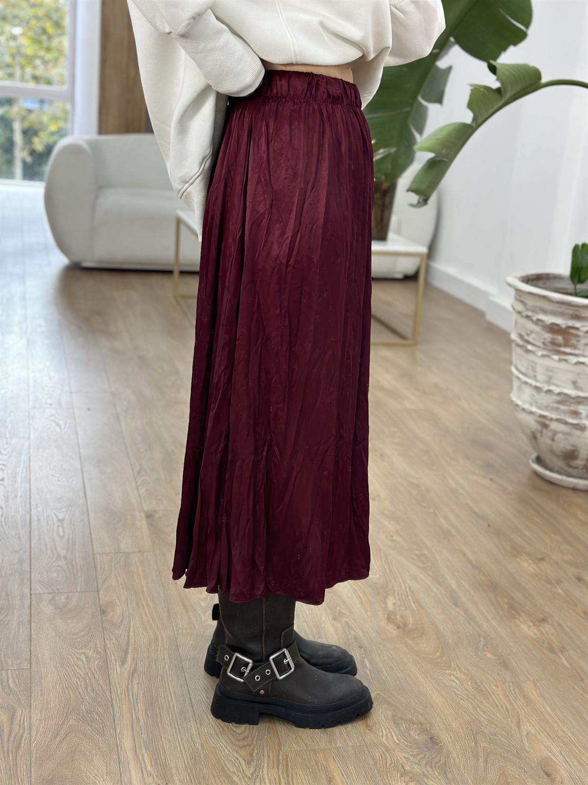 Piliseli Pamuk Saten Etek - Bordo