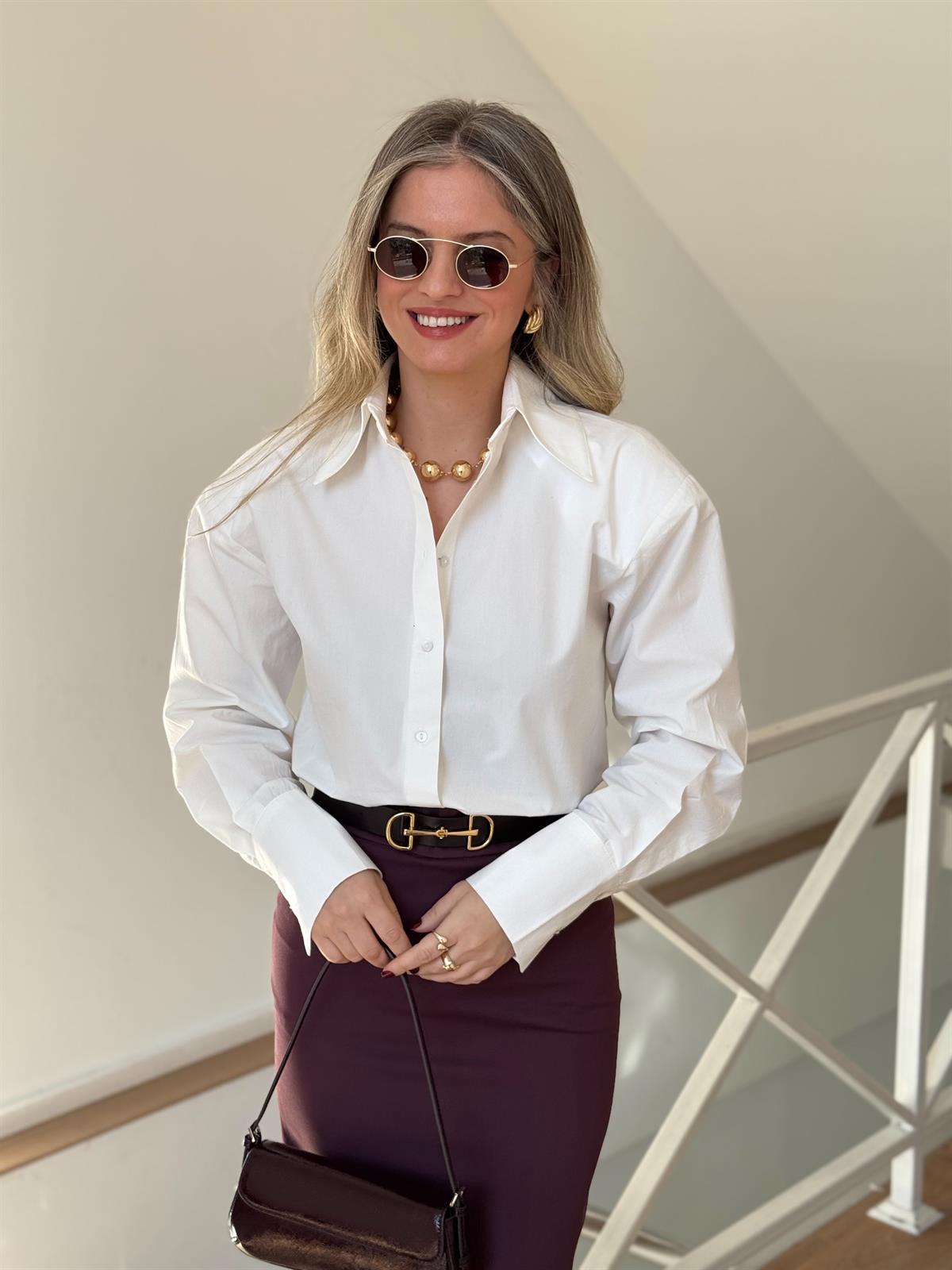 %100 Pamuk Vatkalı Poplin Gömlek