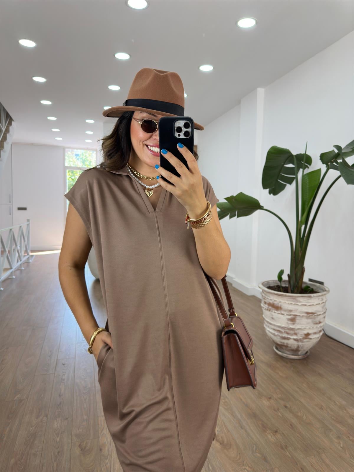 Polo Yaka Cepli Salaş Elbise