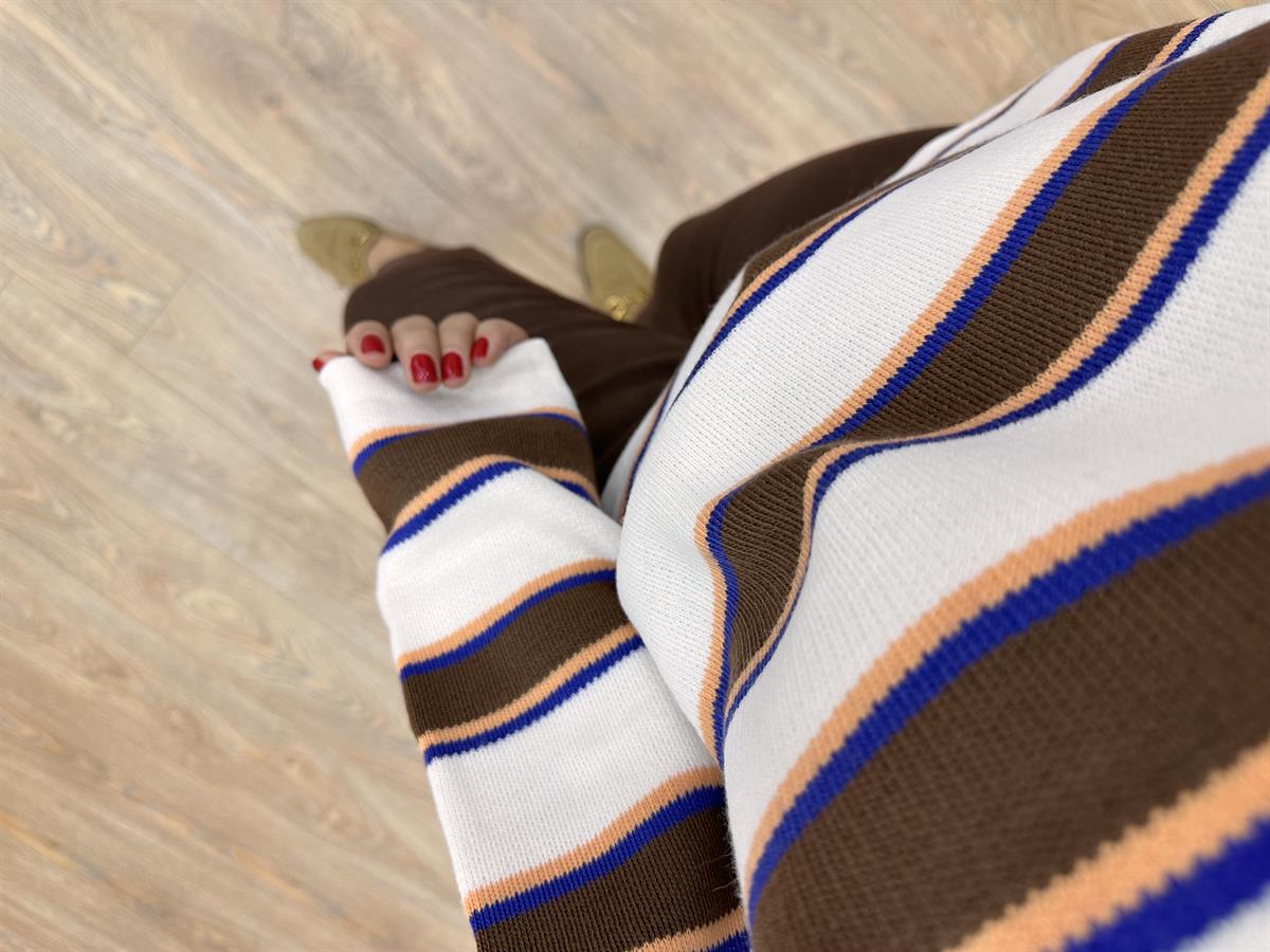 Polo Yaka Çizgili Salaş Triko