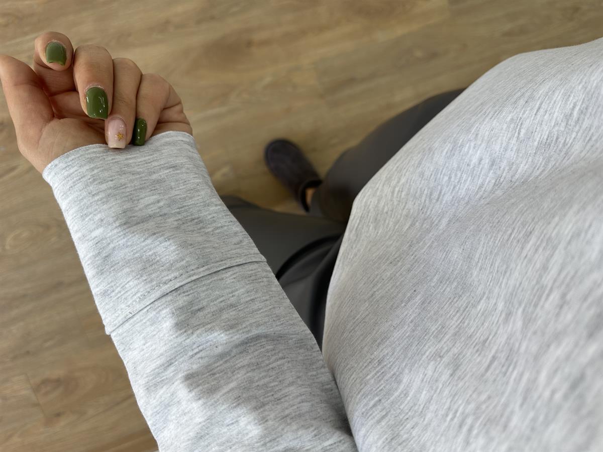 Polo Yaka İki İplik Sweatshirt-Gri