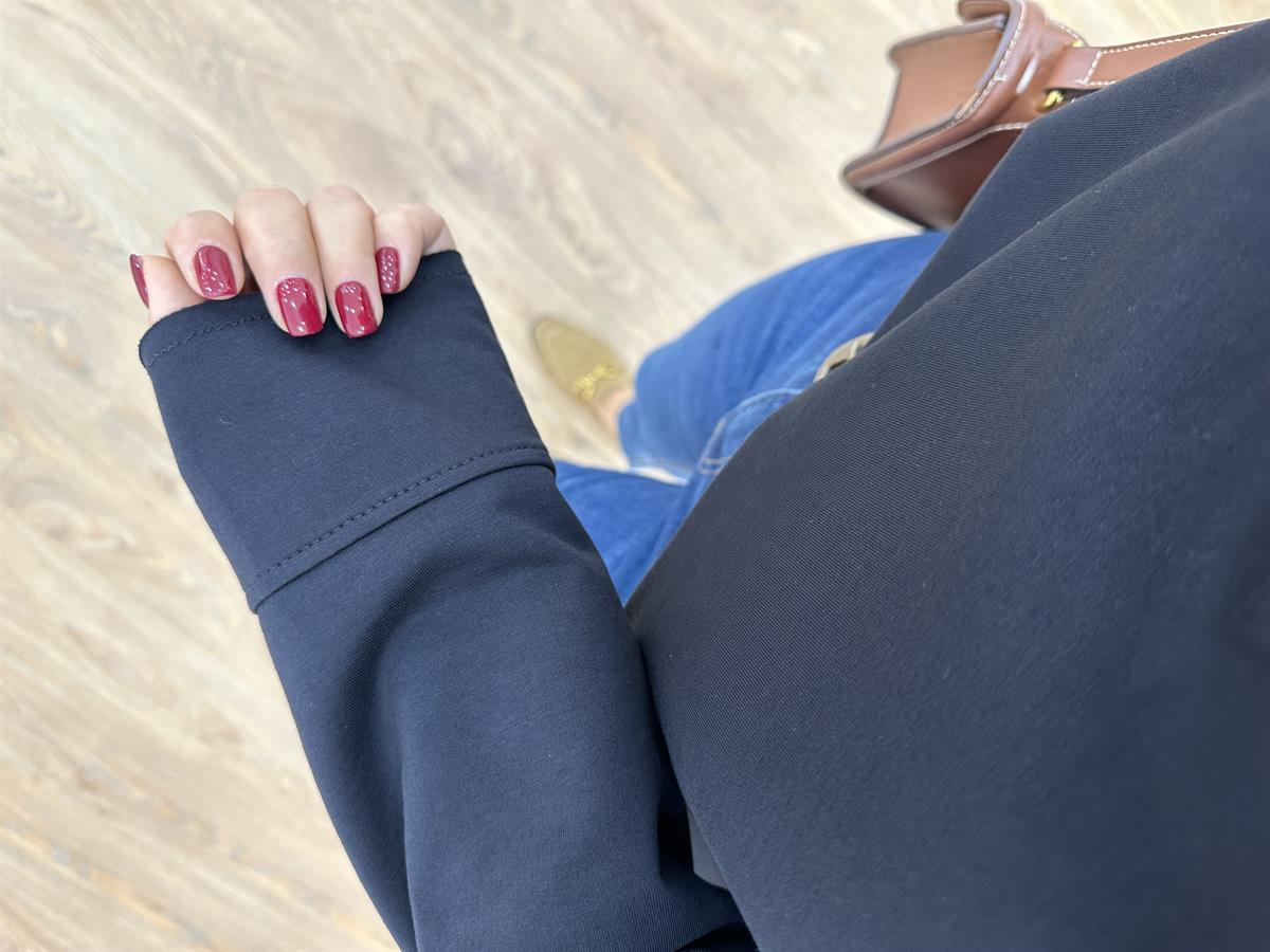 Polo Yaka İki İplik Sweatshirt-Lacivert
