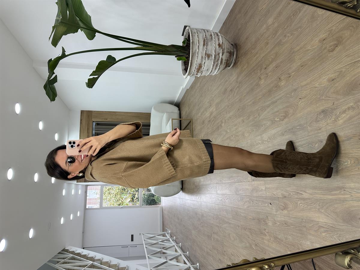 Polo Yaka Oversize Kazak-Camel