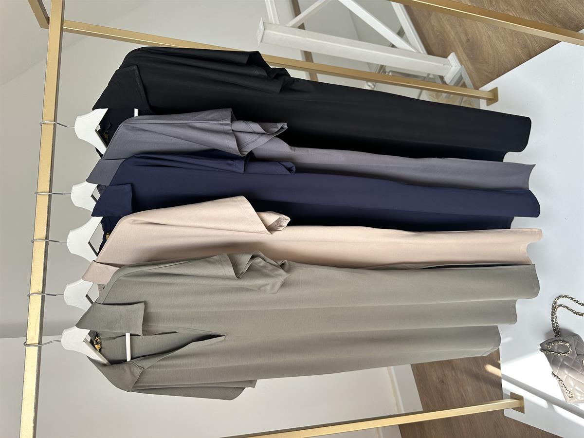 Polo Yaka Yandan Yırtmaçlı Modal Elbise-Vizon