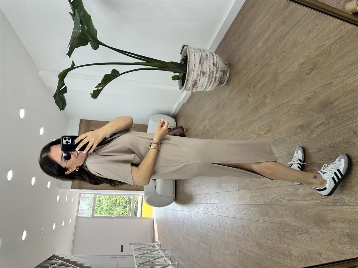 Polo Yaka Yandan Yırtmaçlı Modal Elbise-Vizon