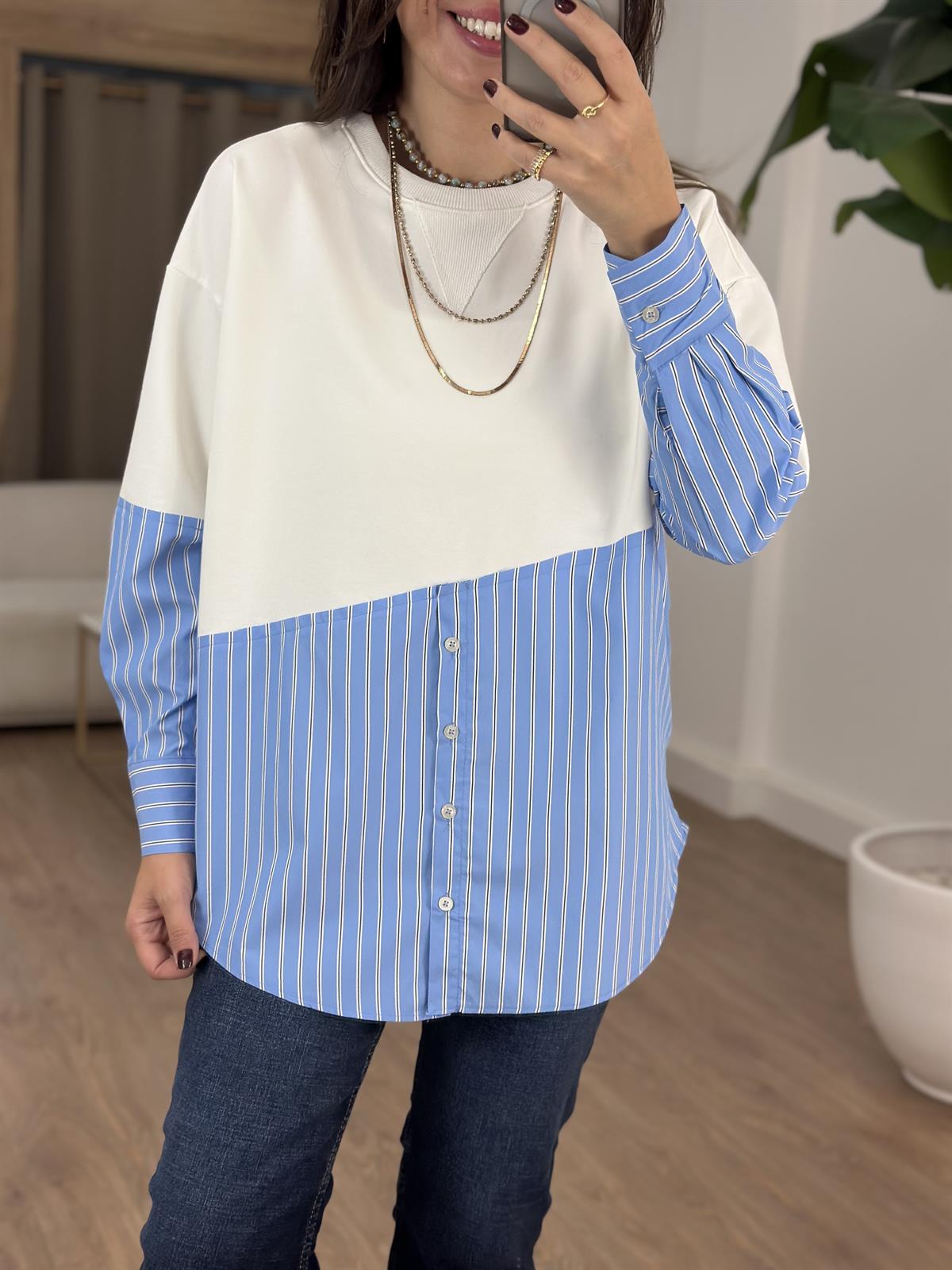 Poplin Gömlek Detay Sweatshirt