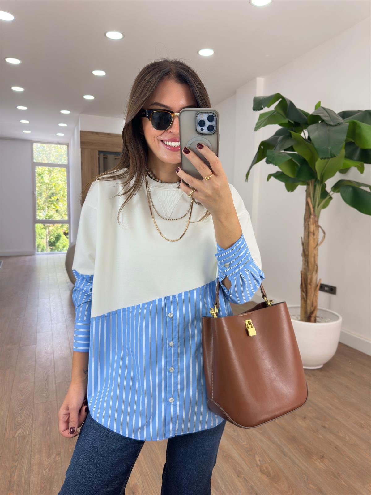 Poplin Gömlek Detay Sweatshirt