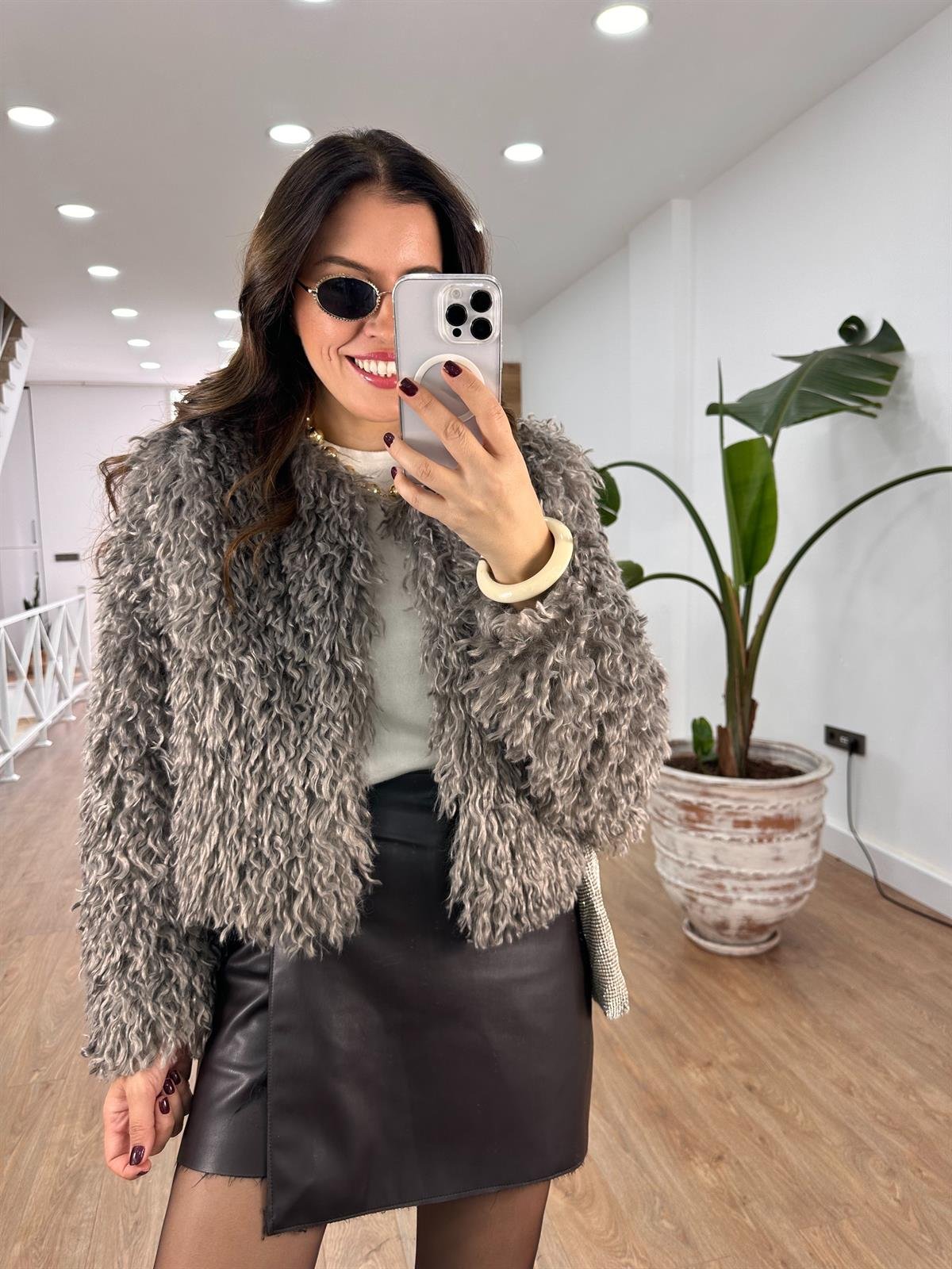 Premium Kalite Peluş Kürk - Gri