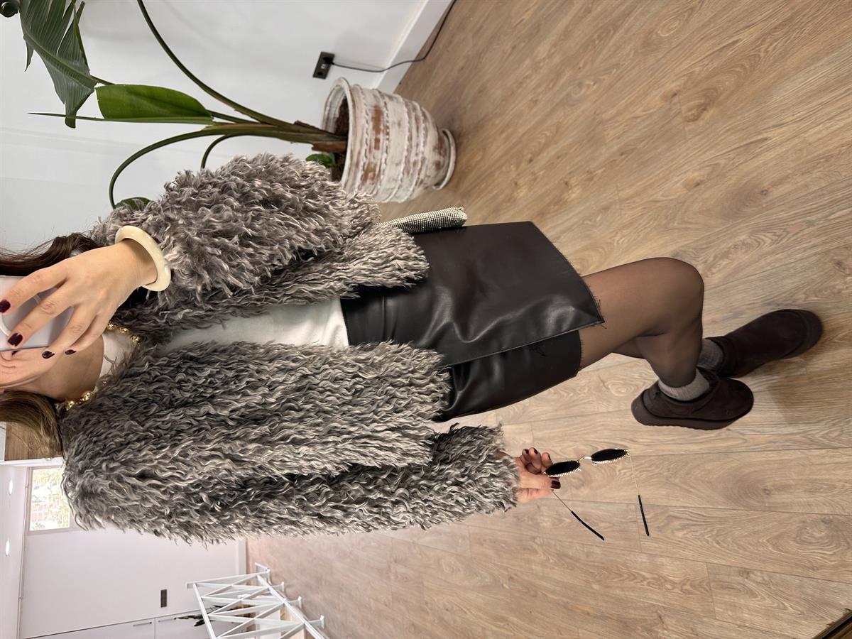 Premium Kalite Peluş Kürk - Gri