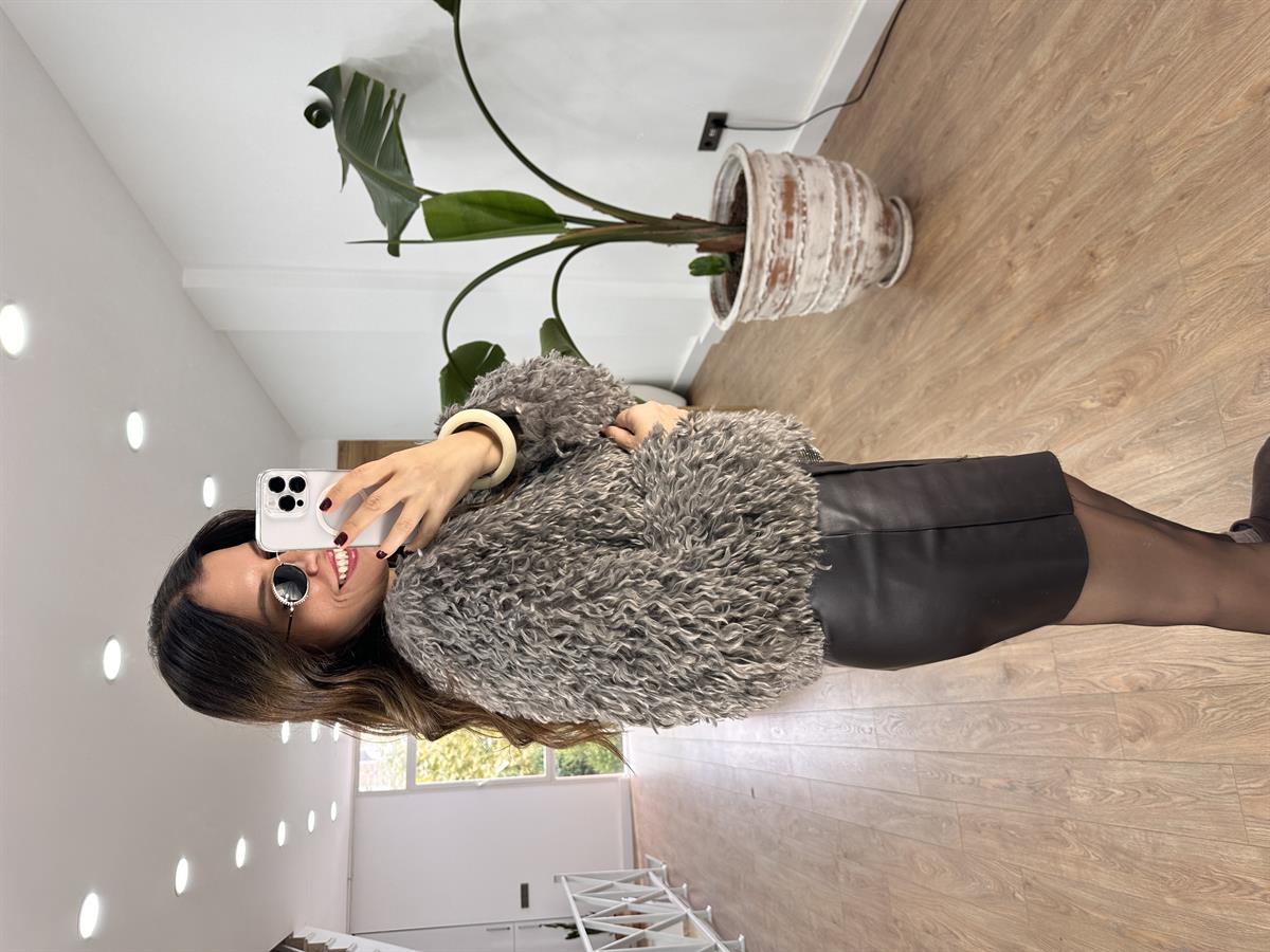 Premium Kalite Peluş Kürk - Gri