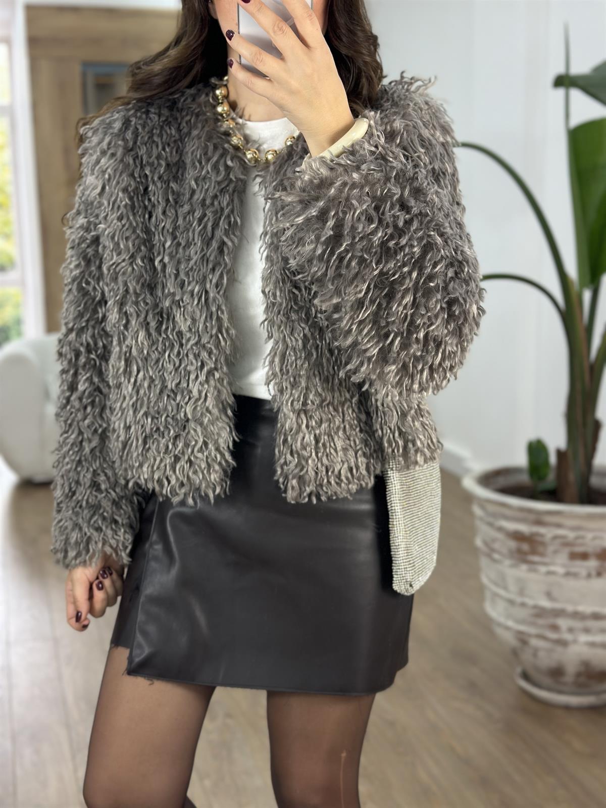 Premium Kalite Peluş Kürk - Gri