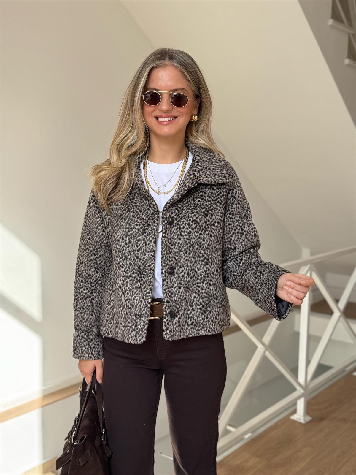 Premium Leopar Kaşe Ceket