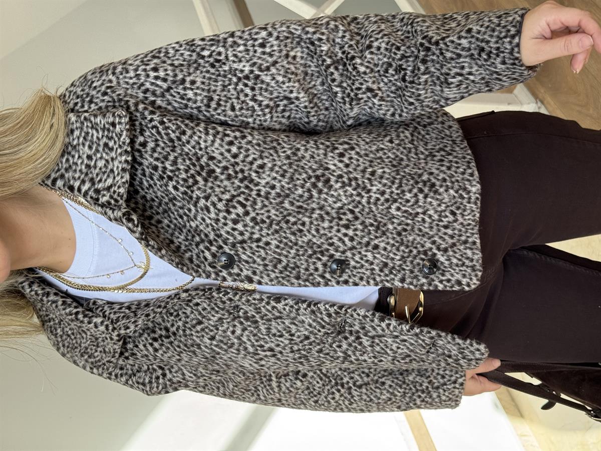 Premium Leopar Kaşe Ceket