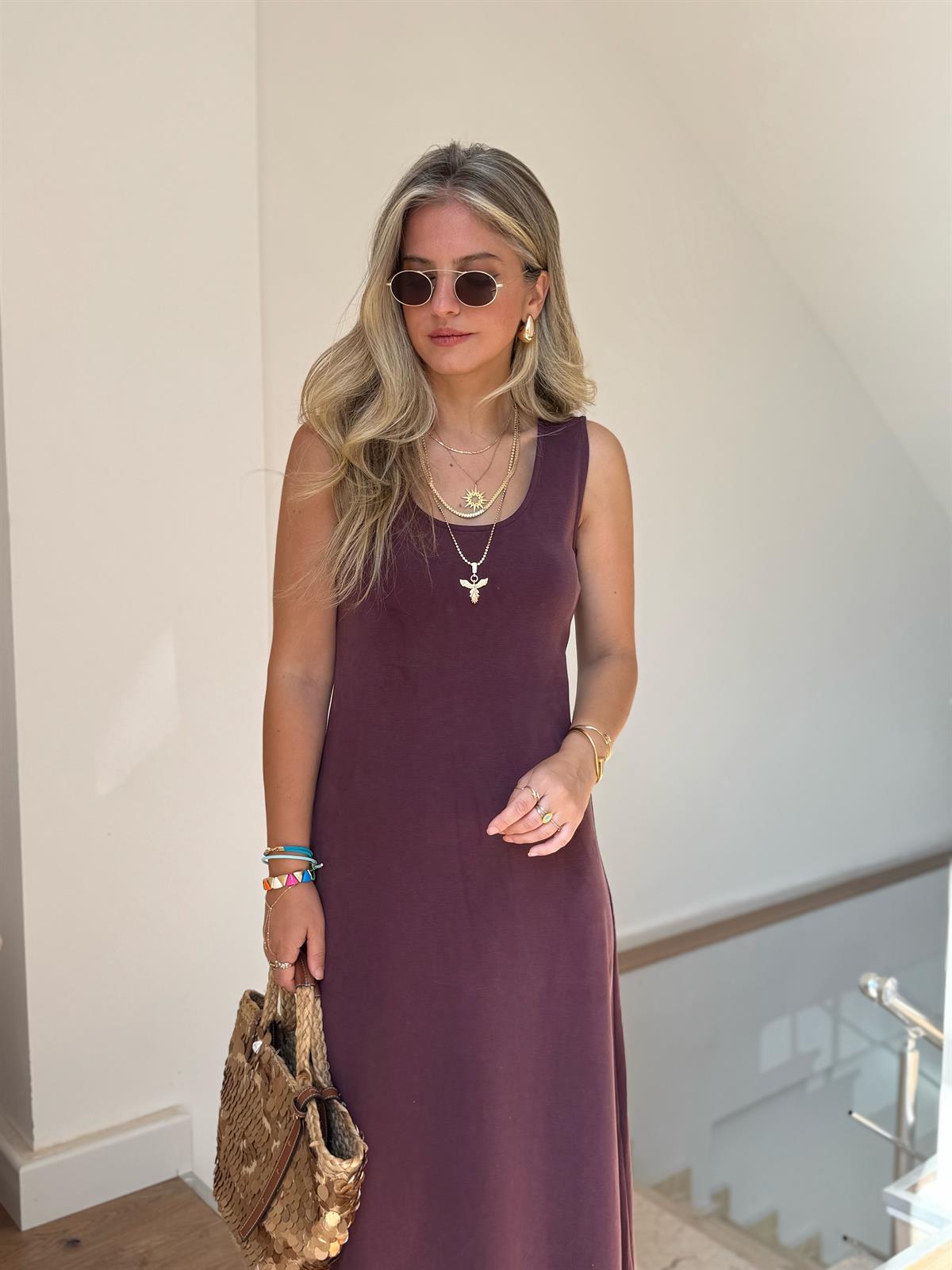 Premium Modal Çan Elbise - Bordo