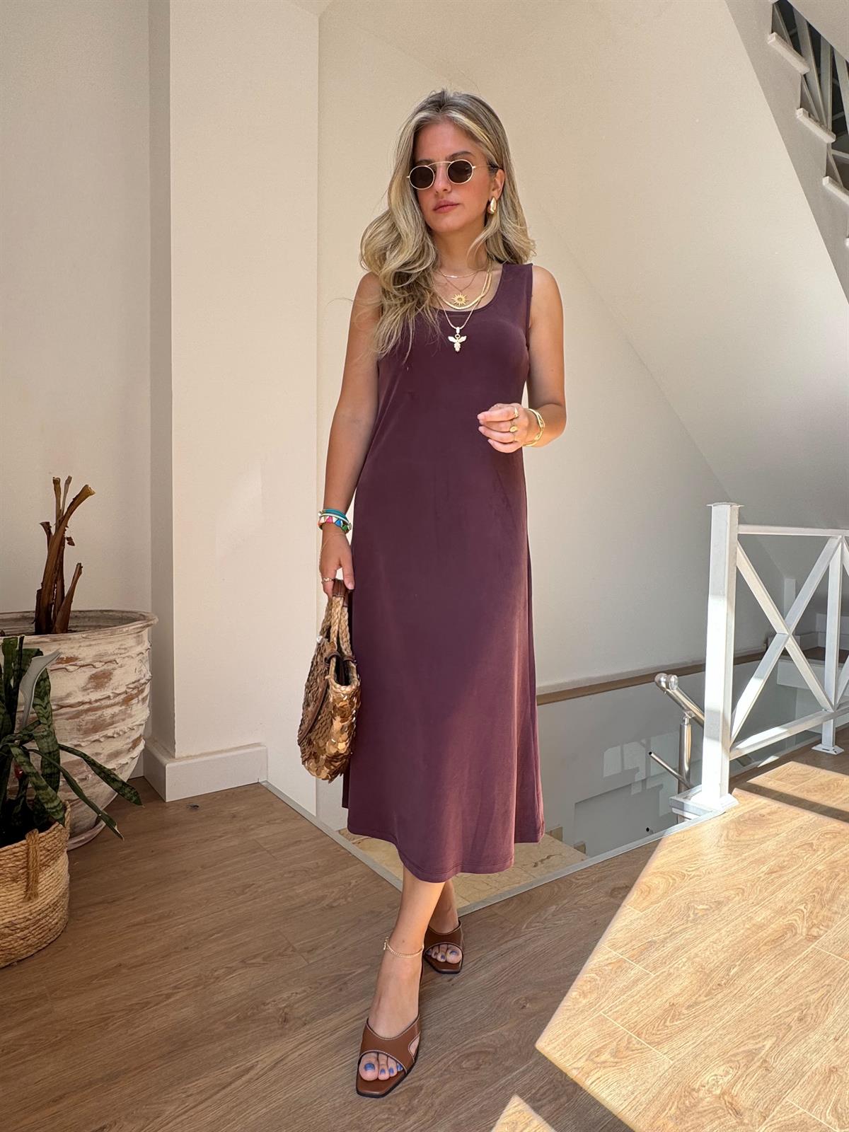 Premium Modal Çan Elbise - Bordo