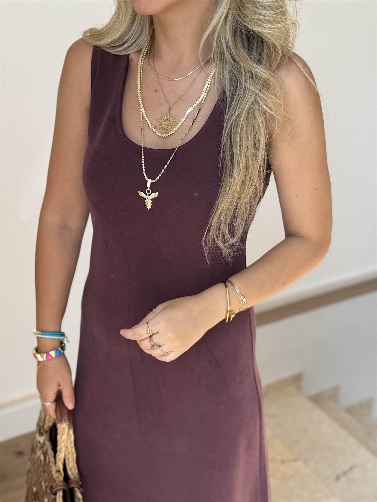 Premium Modal Çan Elbise - Bordo