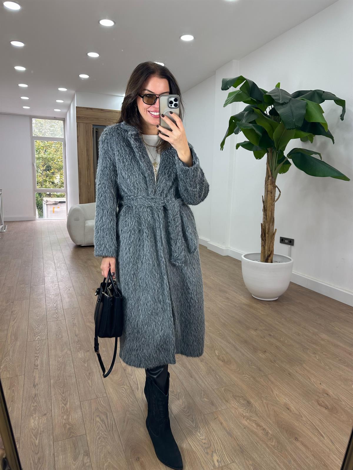 Premium Oversize Kürk Kaban - Antrasit