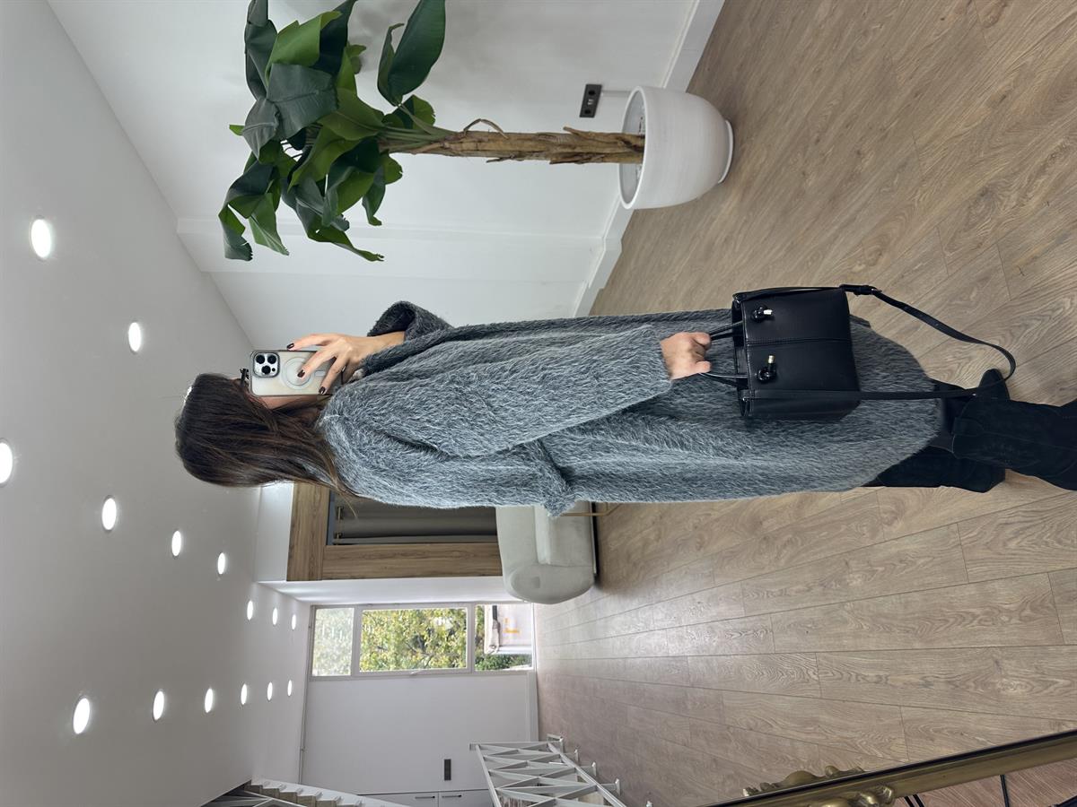 Premium Oversize Kürk Kaban - Antrasit