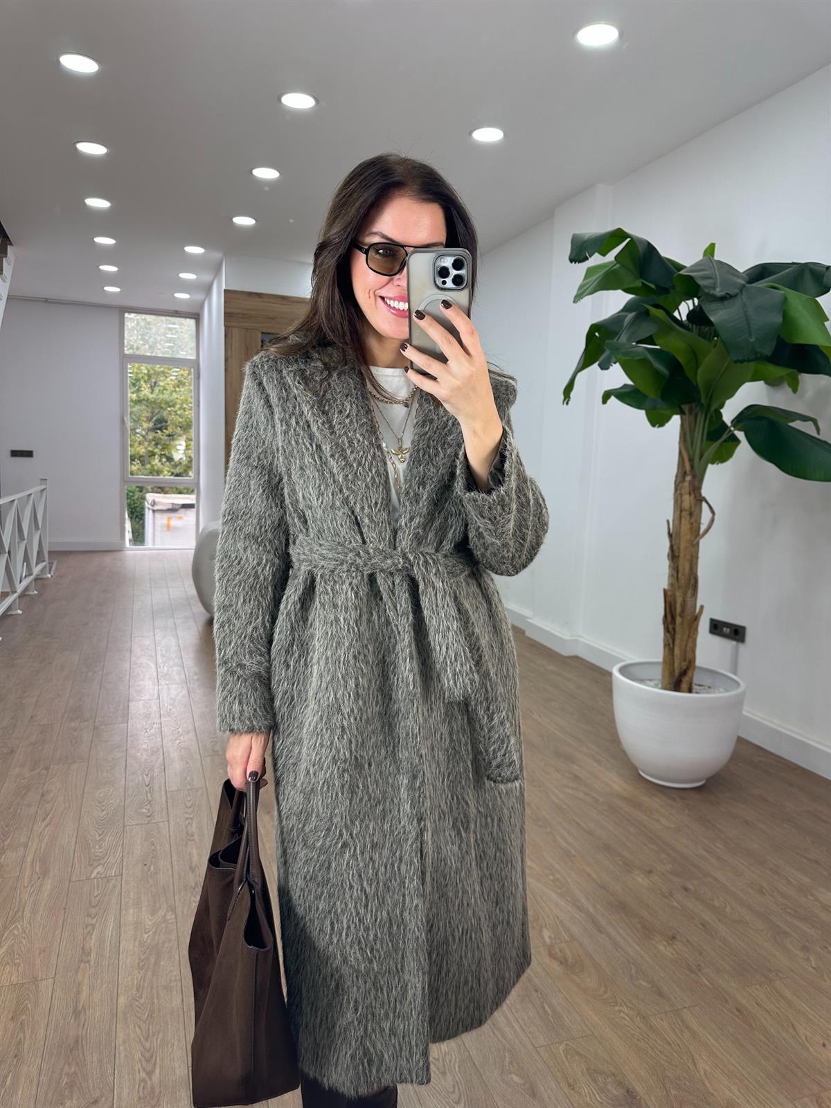 Premium Oversize Kürk Kaban - Kahverengi