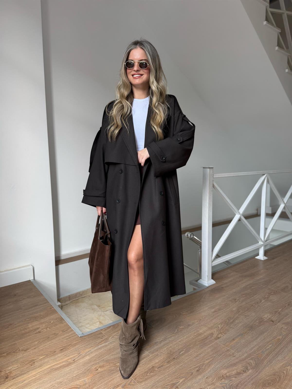 Premium Seri Beli Kuşaklı Trençkot - Acı Kahve