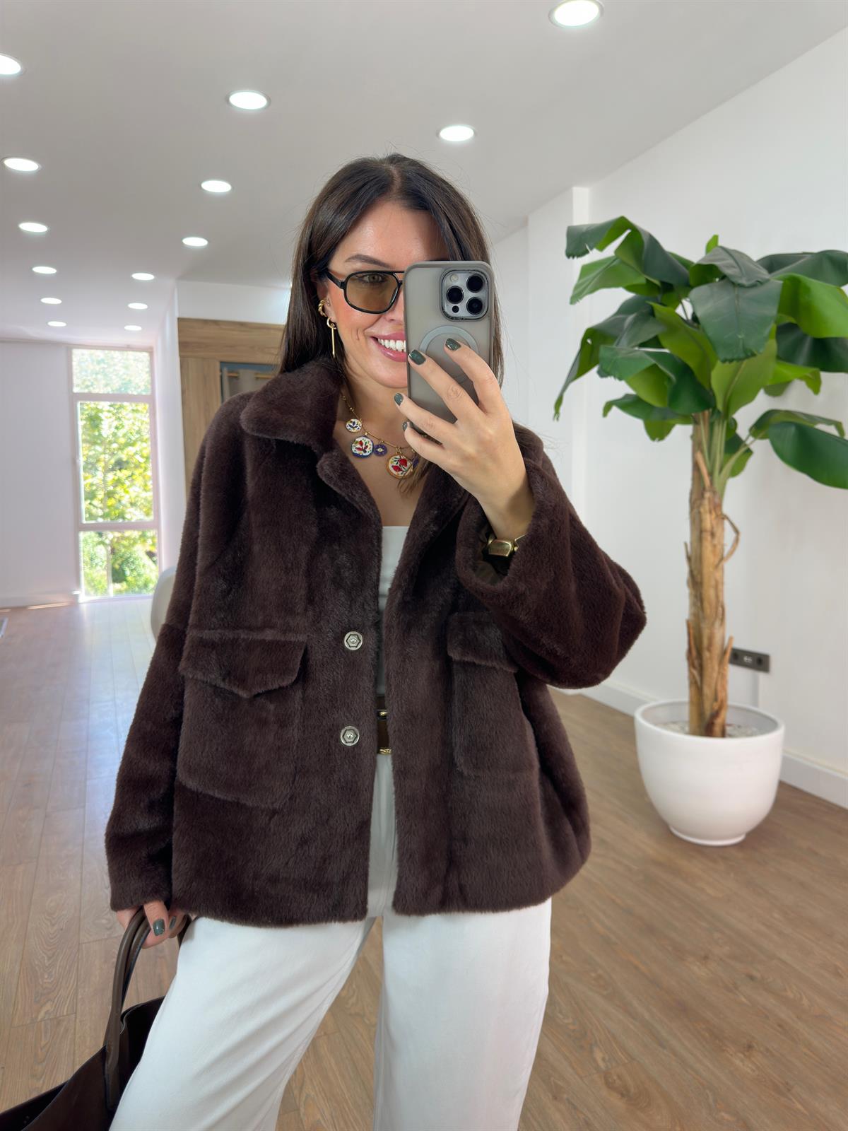 Premium Seri Cepli Oversize Kürk - Acı Kahve