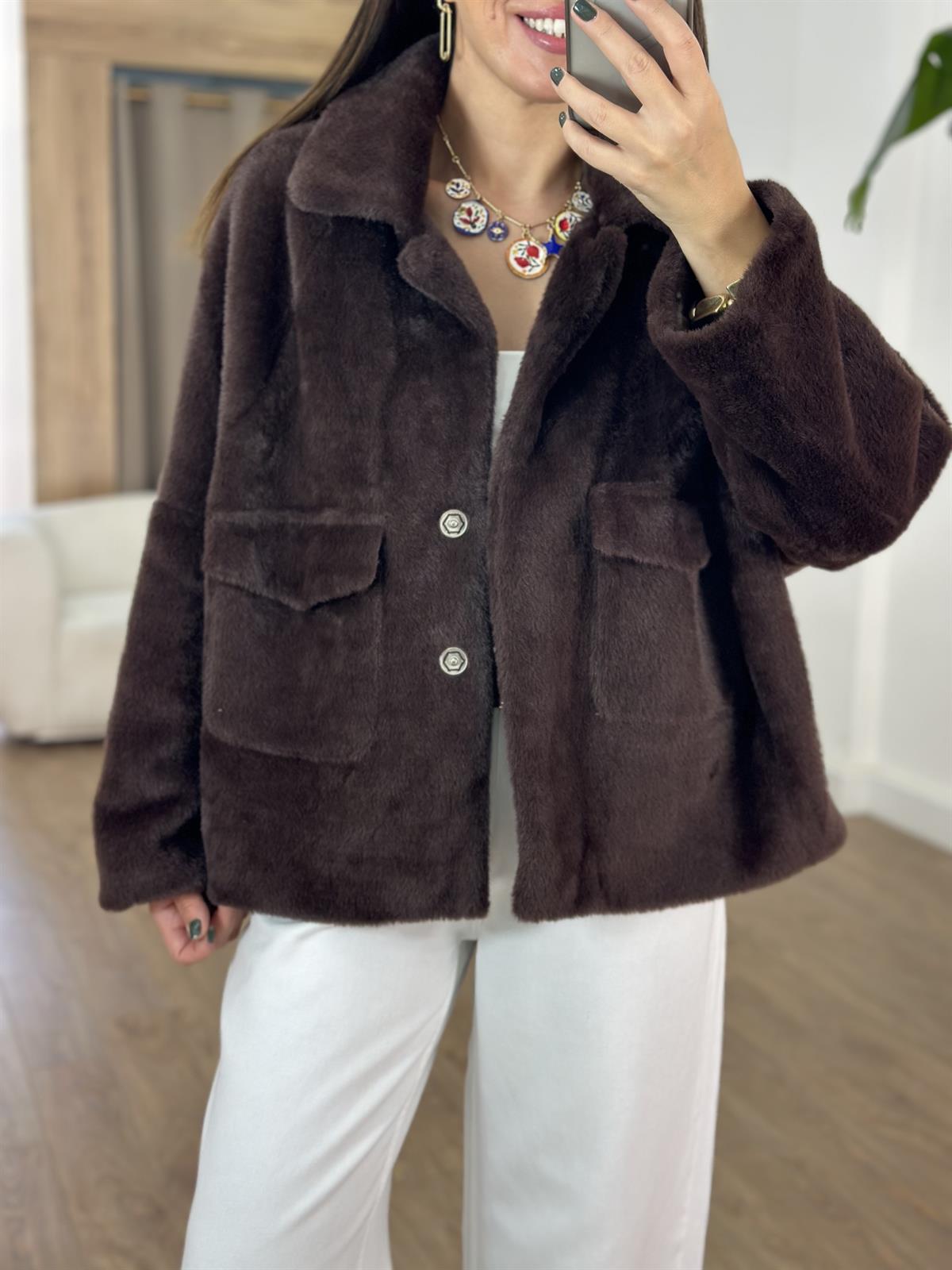 Premium Seri Cepli Oversize Kürk - Acı Kahve