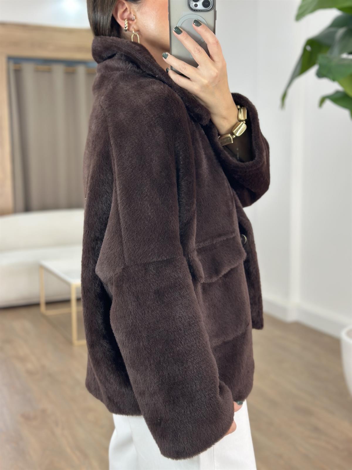 Premium Seri Cepli Oversize Kürk - Acı Kahve