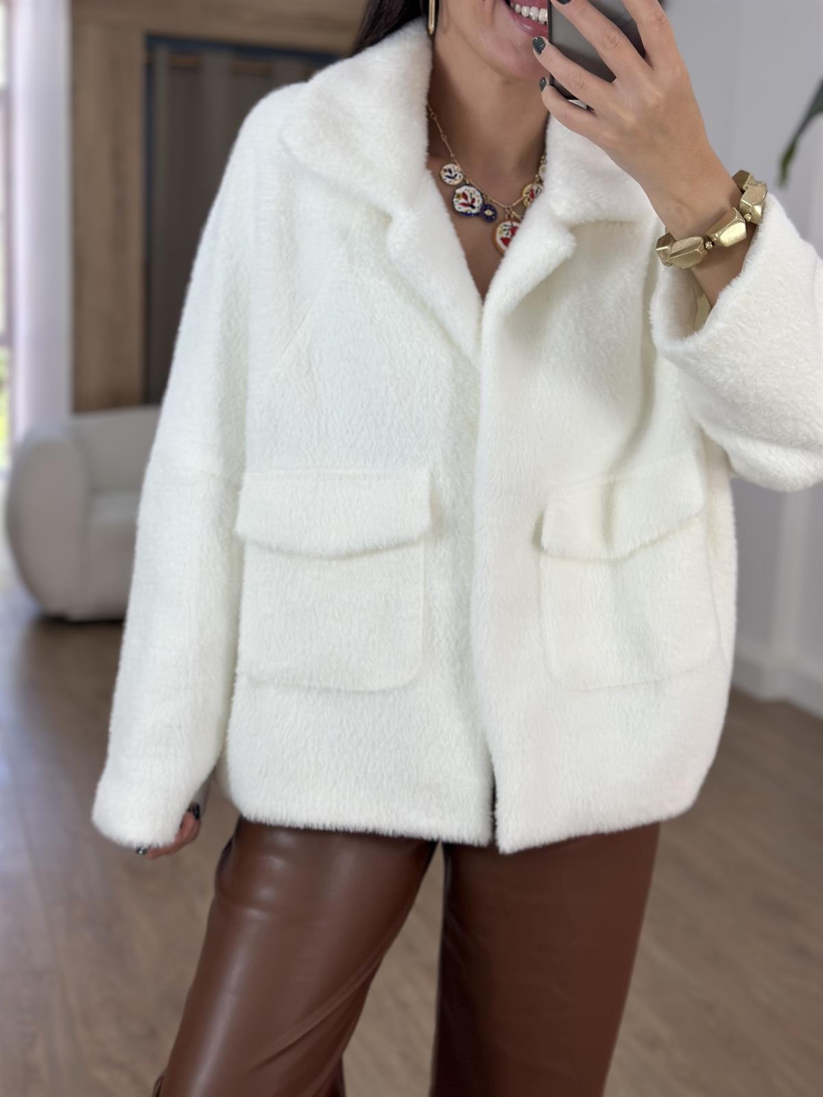 Premium Seri Cepli Oversize Kürk - Ekru