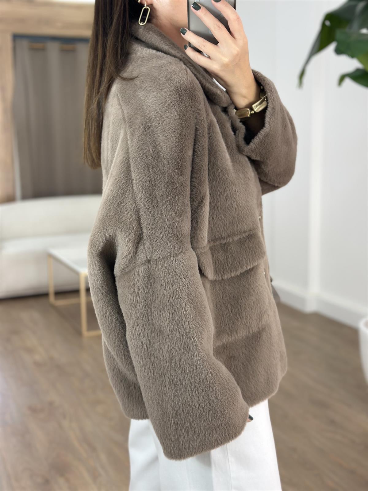 Premium Seri Cepli Oversize Kürk - Vizon