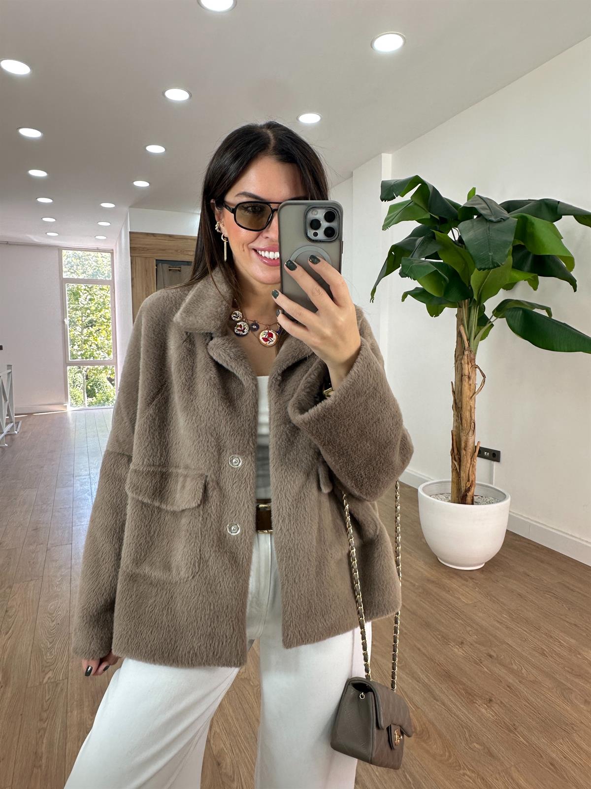 Premium Seri Cepli Oversize Kürk - Vizon