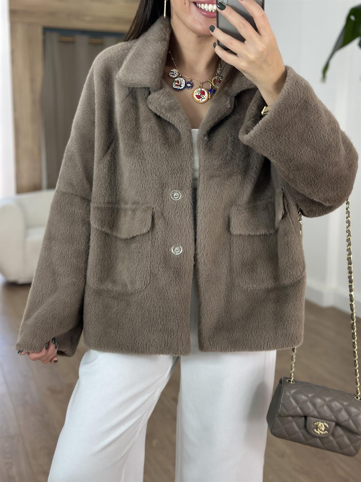 Premium Seri Cepli Oversize Kürk - Vizon