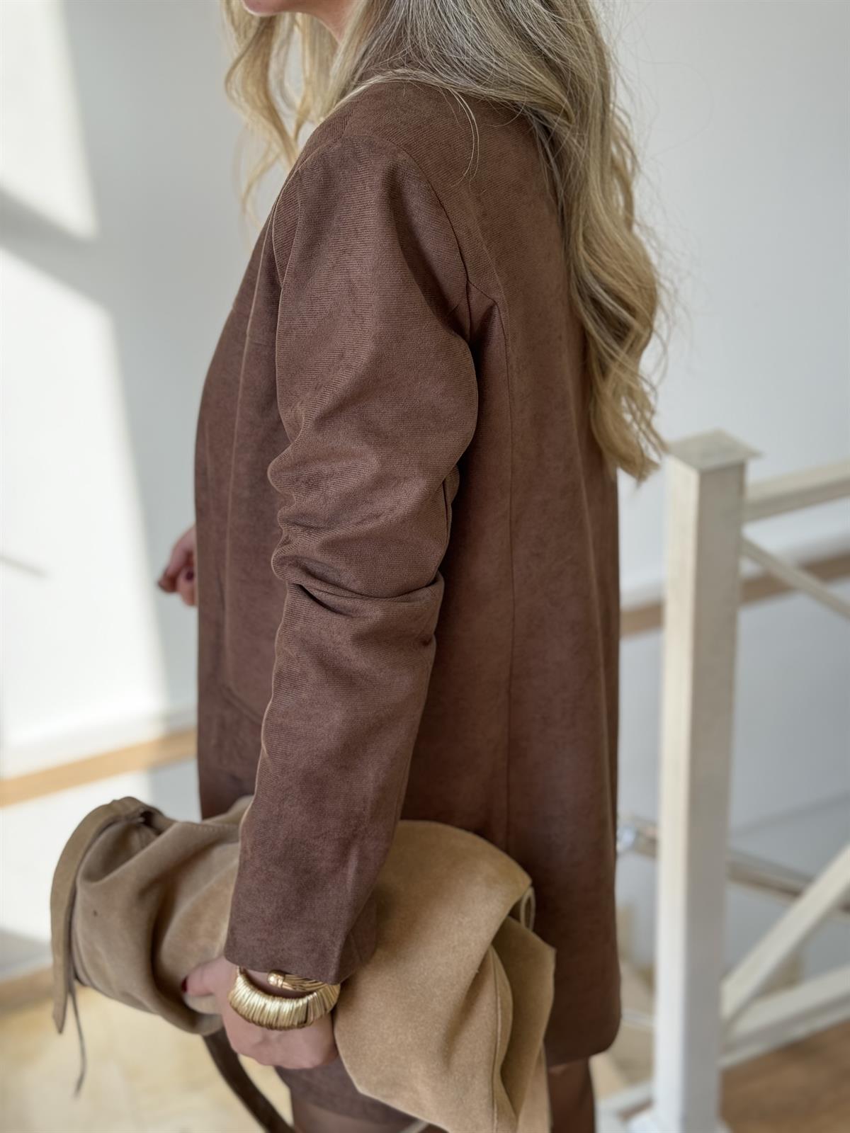 Premium Seri Etekli Süet Takım - Kahverengi