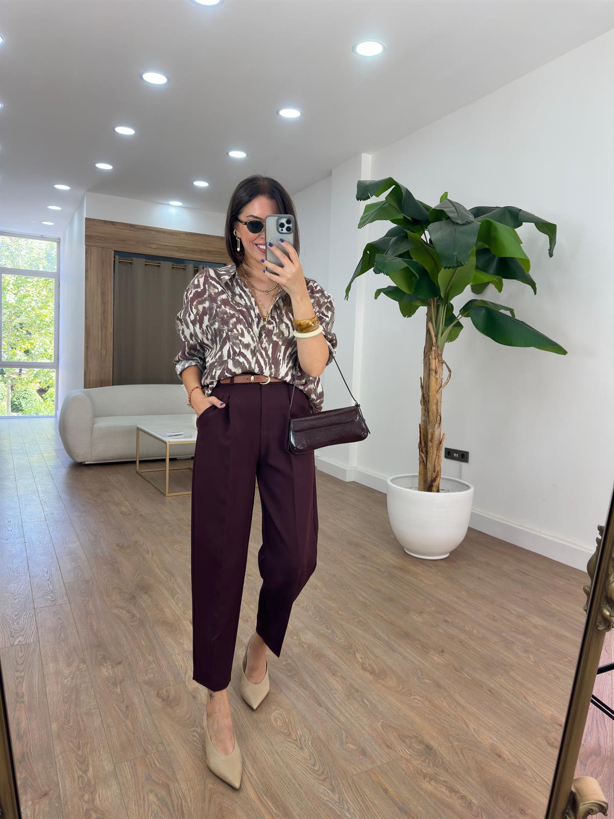 Premium Seri Kemerli Havuç Pantolon - Bordo