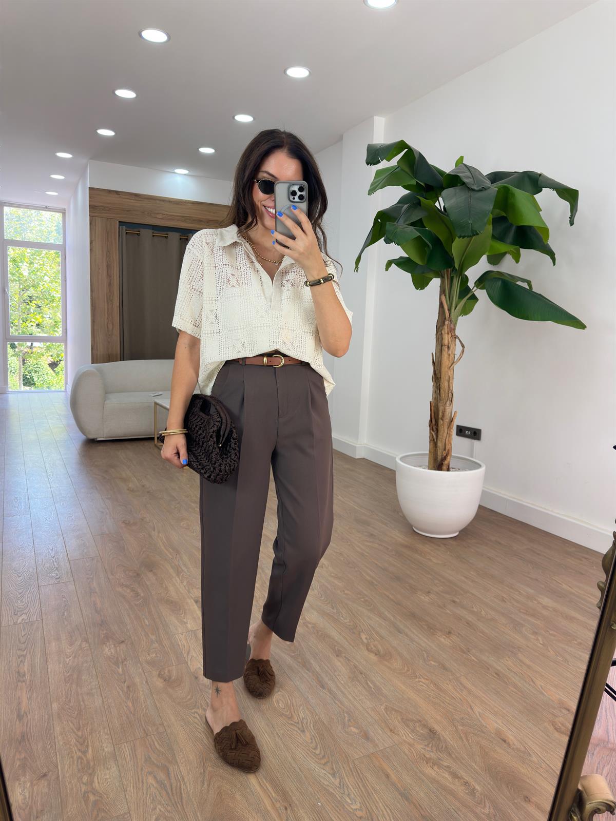 Premium Seri Kemerli Havuç Pantolon - Kahverengi