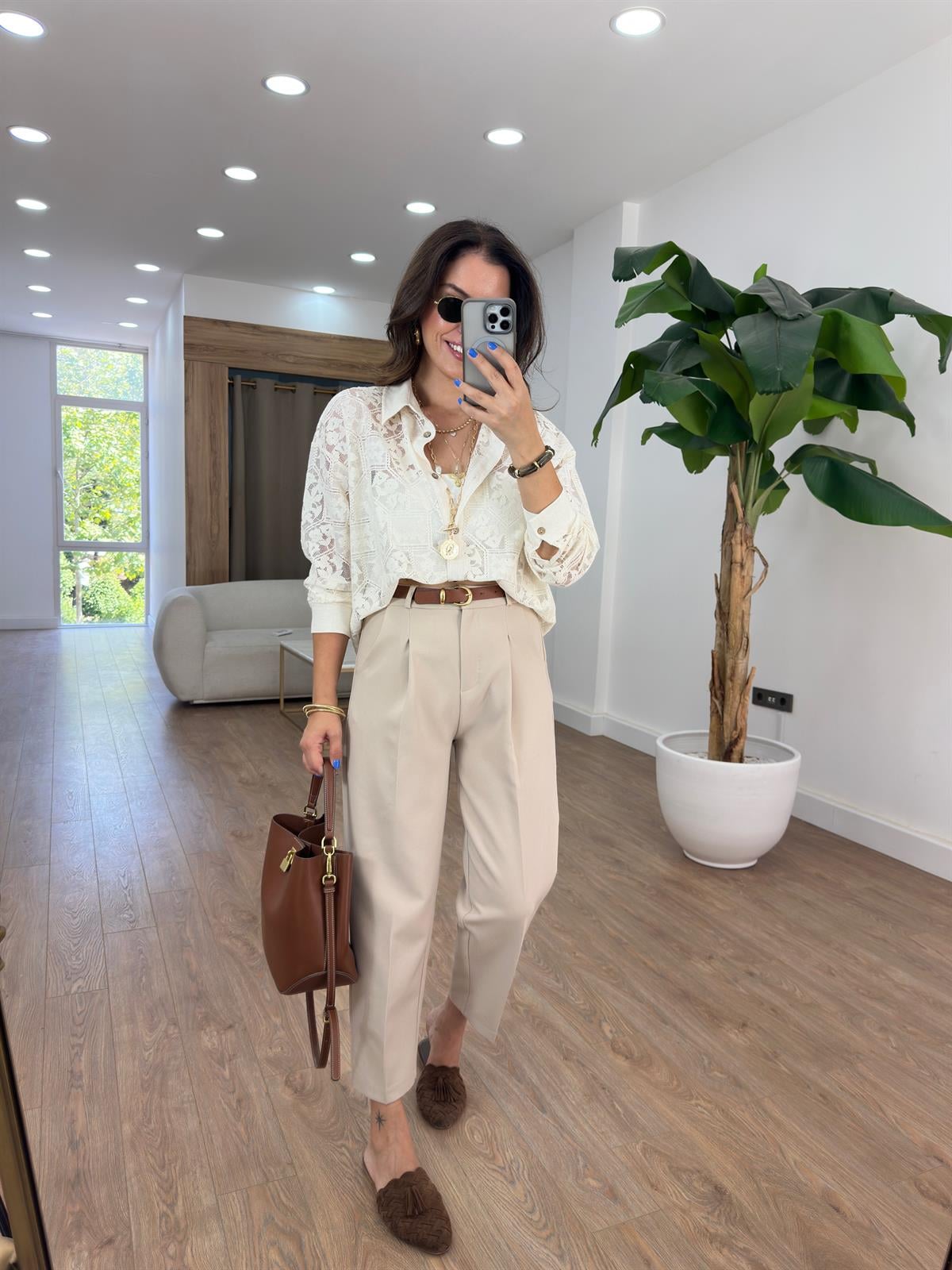 Premium Seri Kemerli Havuç Pantolon - Taş