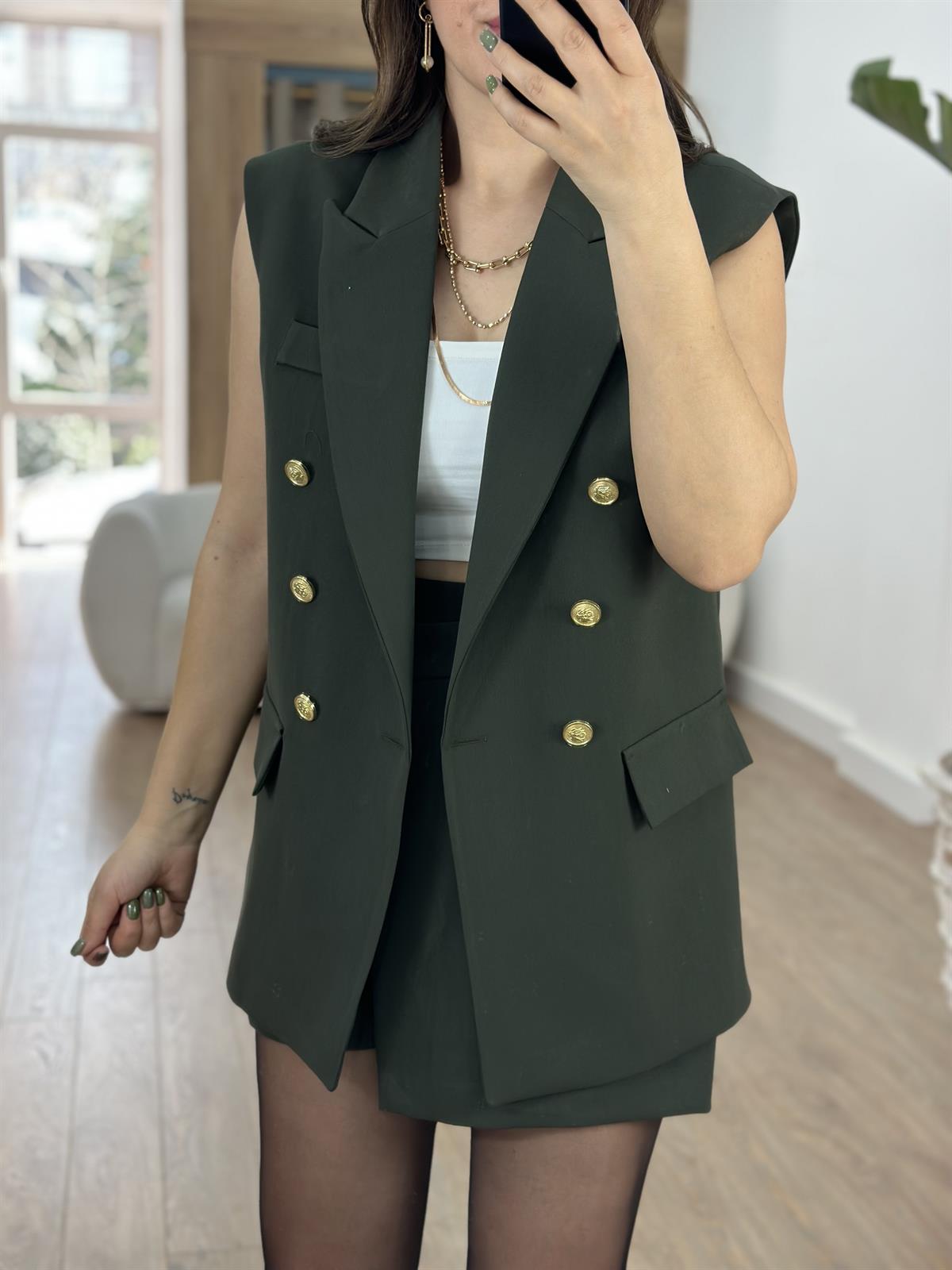 Premium Seri Şort Etekli Takım-Haki