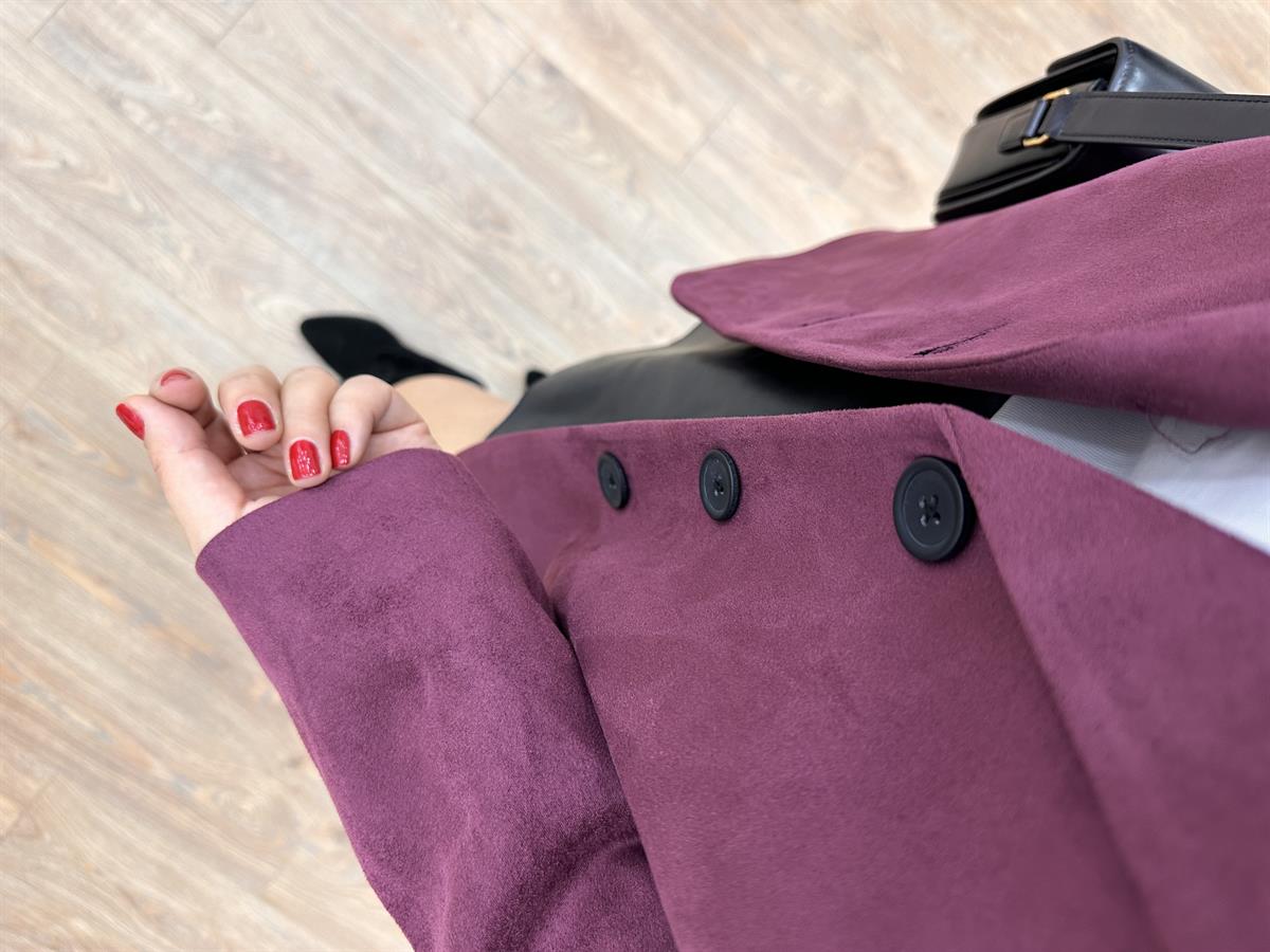 Premium Seri Süet Blazer Ceket - Bordo