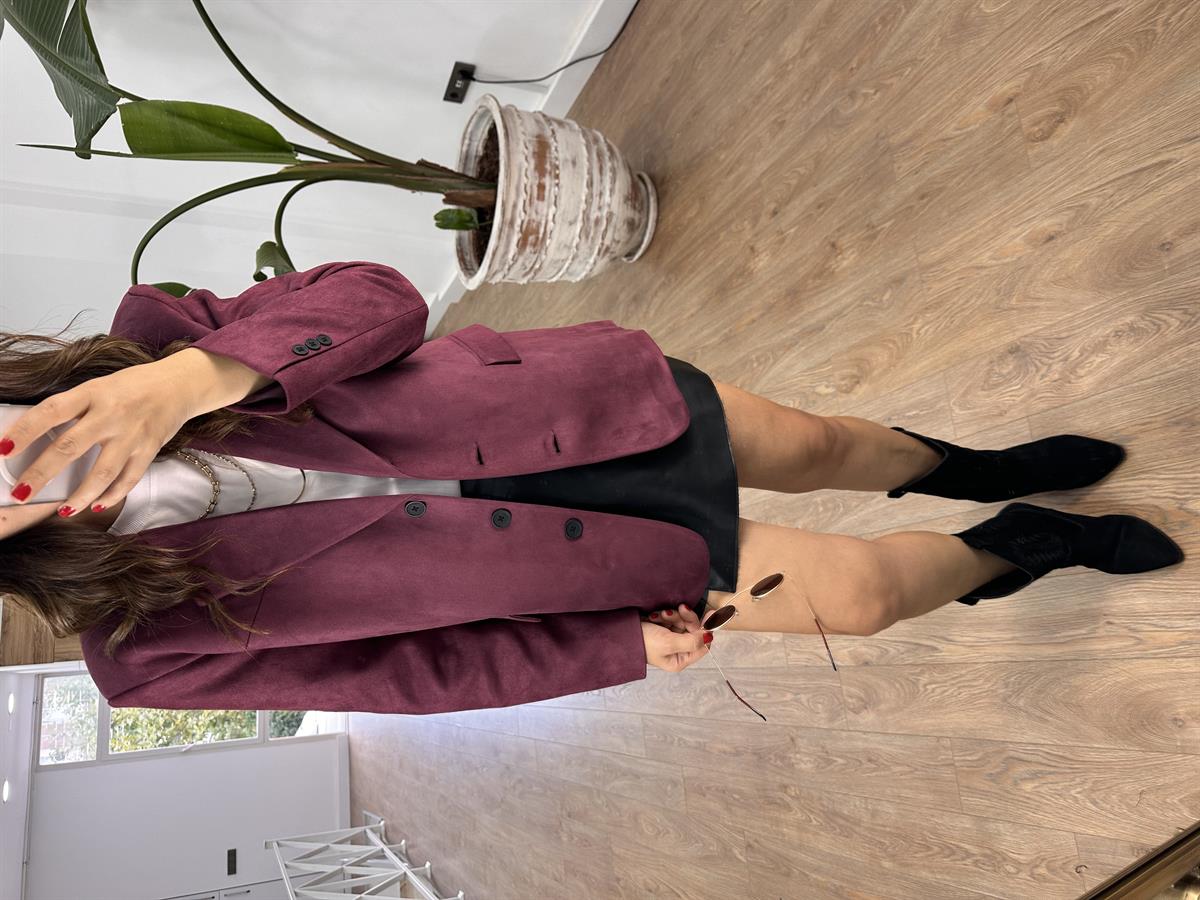 Premium Seri Süet Blazer Ceket - Bordo