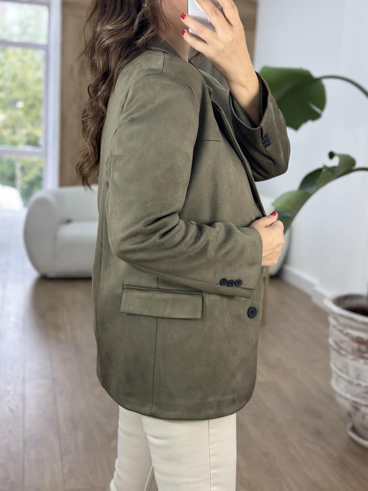 Premium Seri Süet Blazer Ceket - Haki