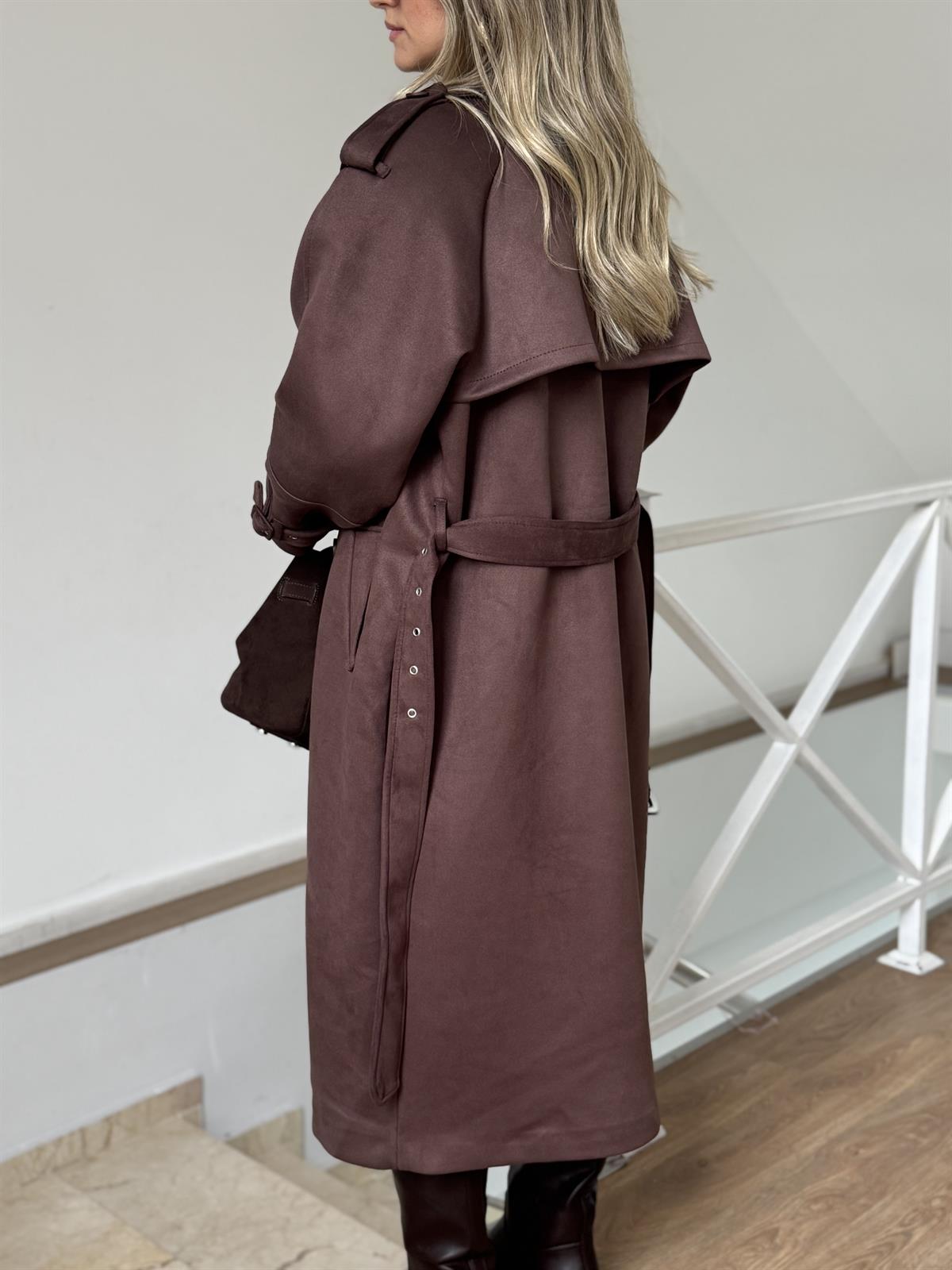 Premium Seri Süet Uzun Trençkot 