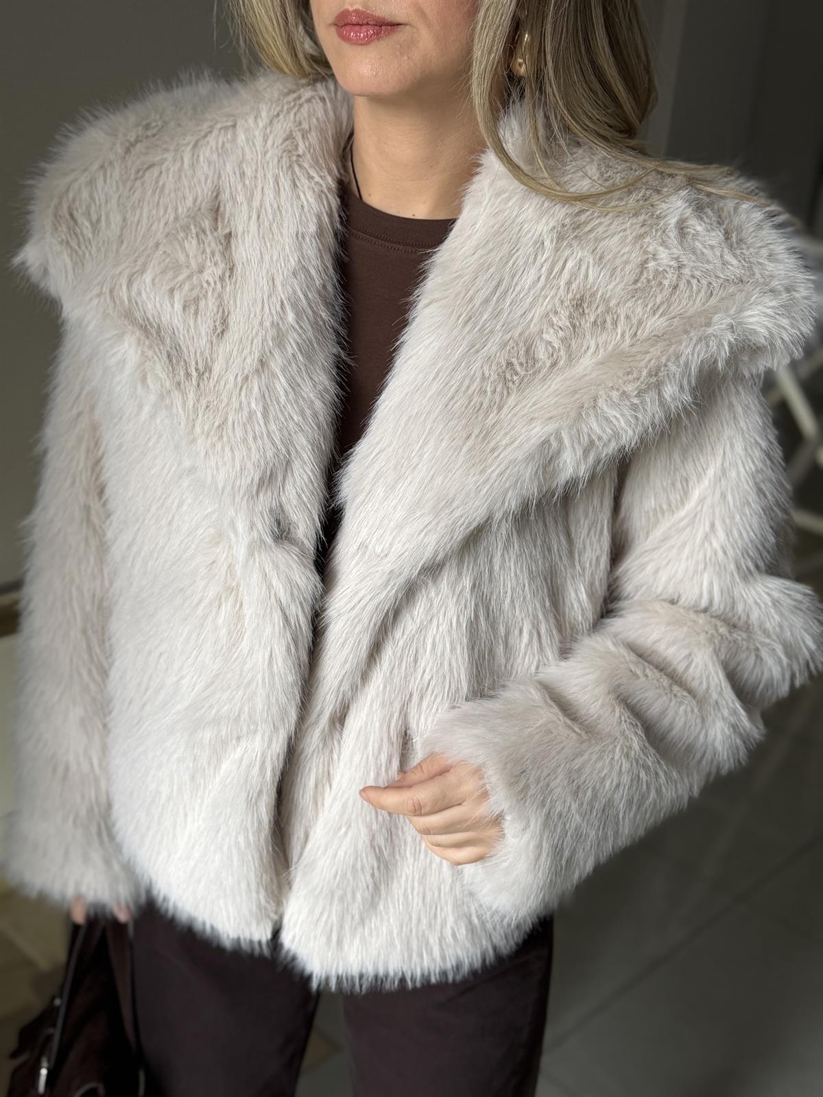 Premium Seri Cepli Kürk Kaban - Ekru