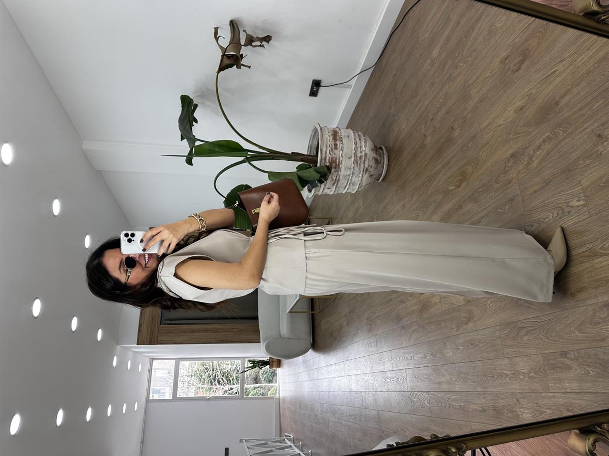 Premium Seri Tasarım Beli Bağlamalı Takım - Taş