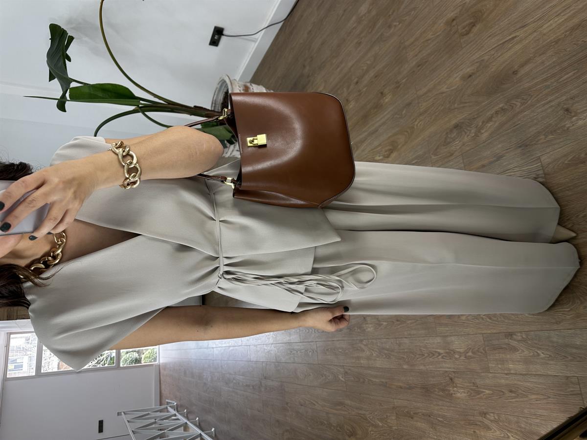 Premium Seri Tasarım Beli Bağlamalı Takım - Taş