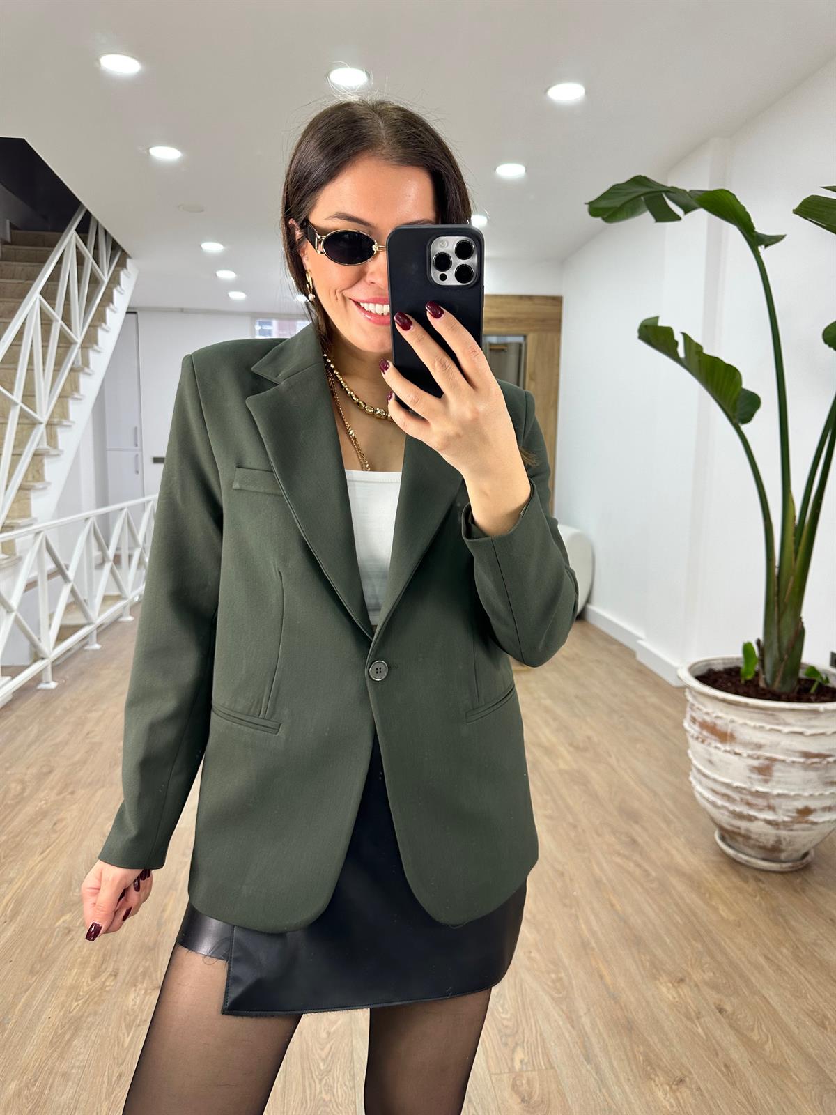 Premium Seri Tek Düğme Blazer Ceket-Haki