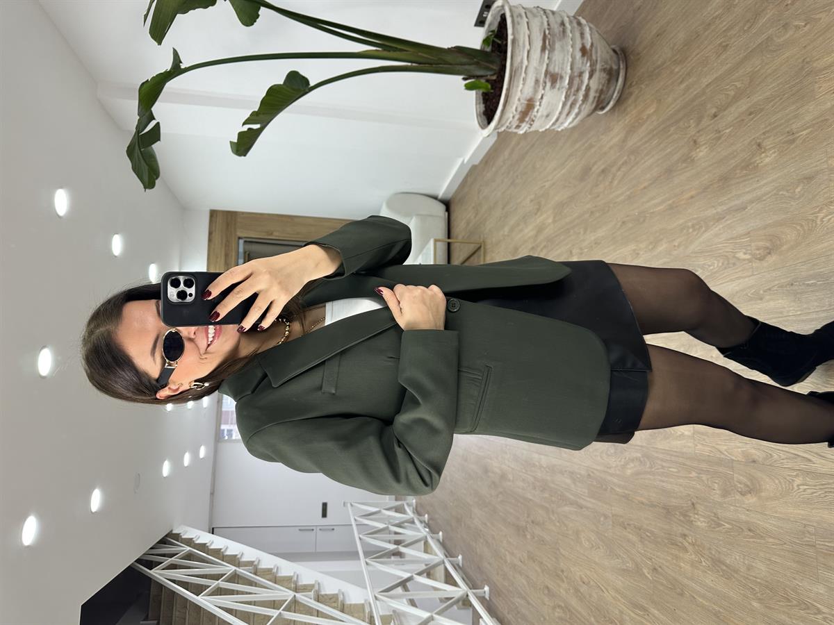 Premium Seri Tek Düğme Blazer Ceket-Haki