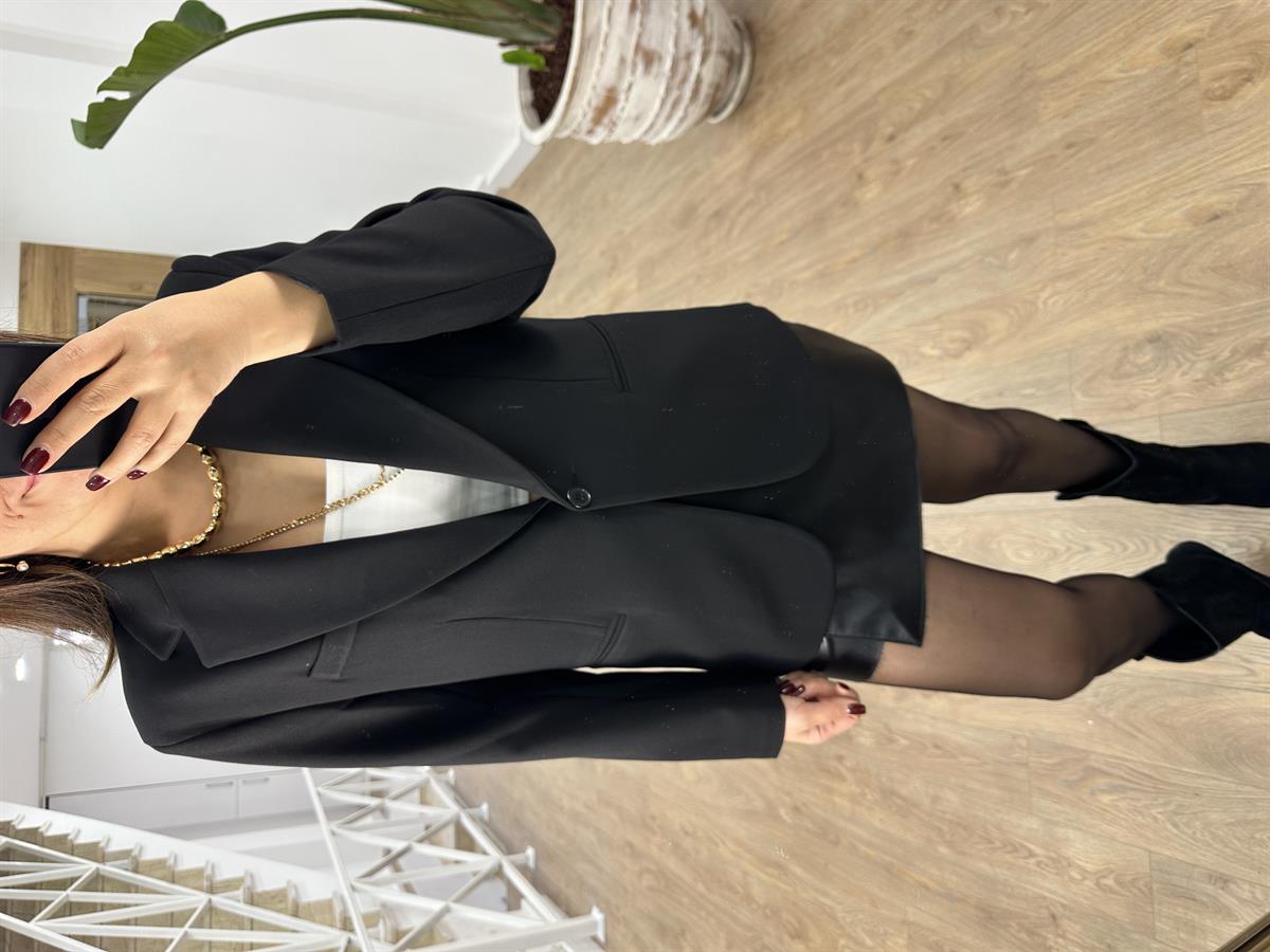 Premium Seri Tek Düğme Blazer Ceket-Siyah