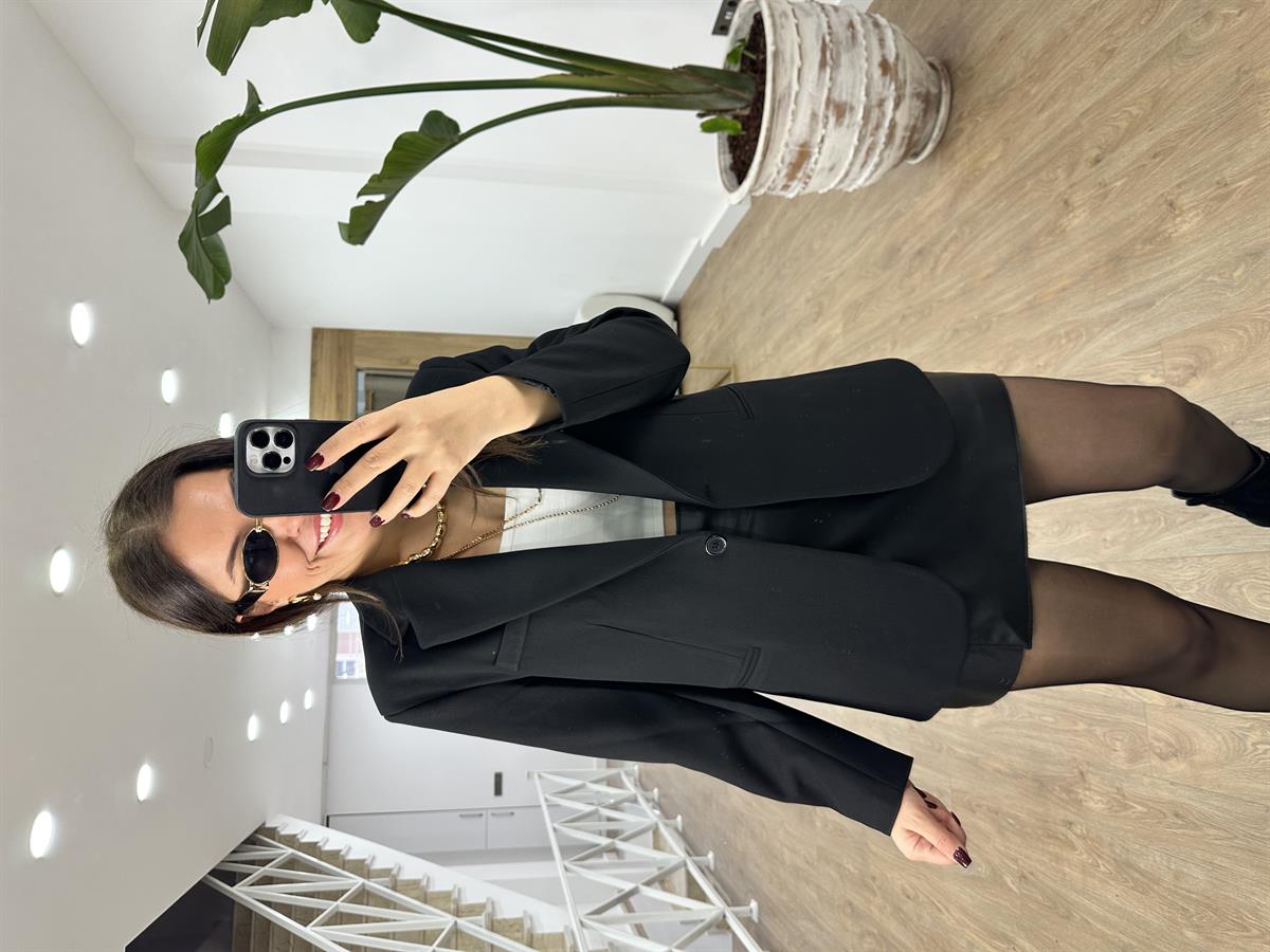 Premium Seri Tek Düğme Blazer Ceket-Siyah